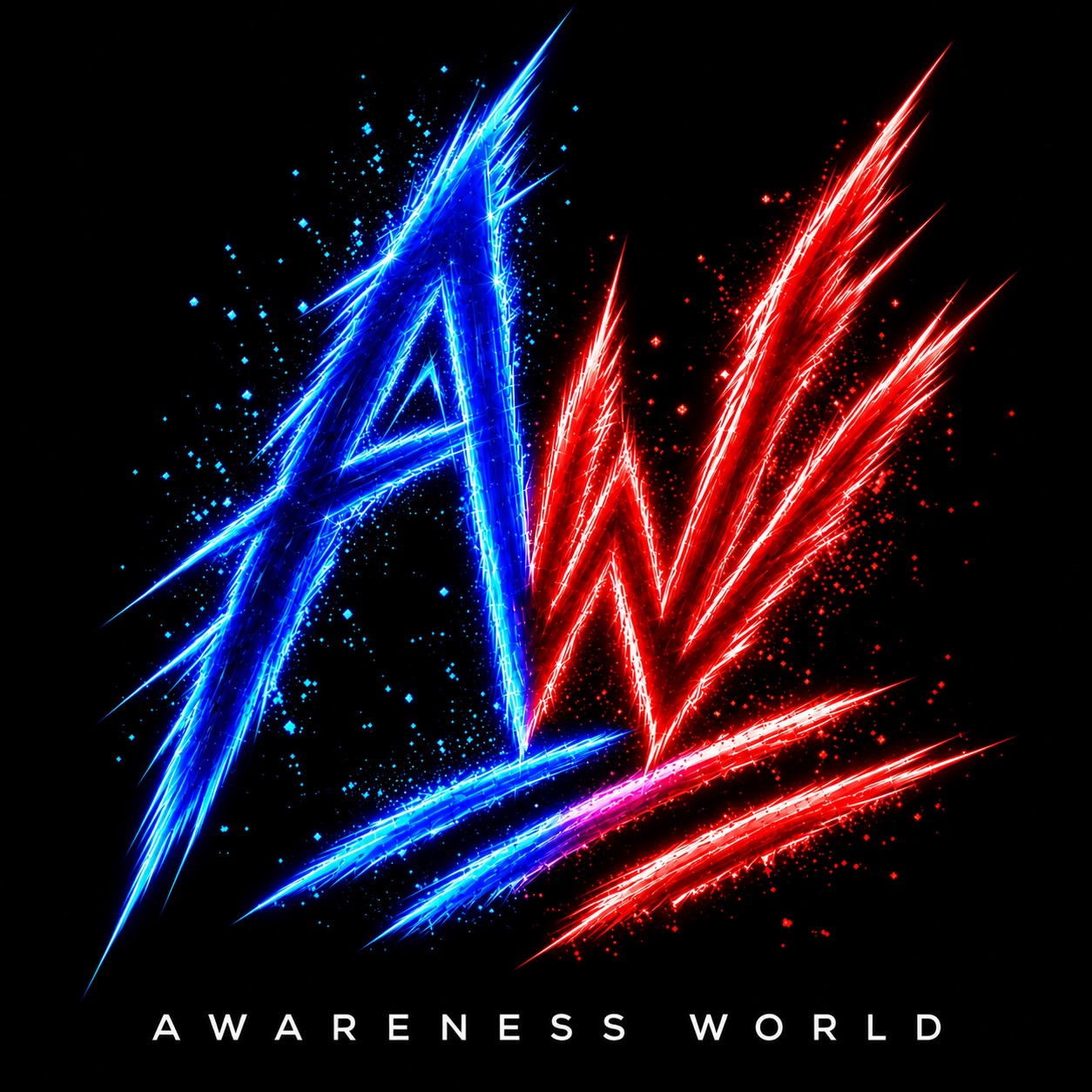 Awareness World — the AW mark in electric blue and red