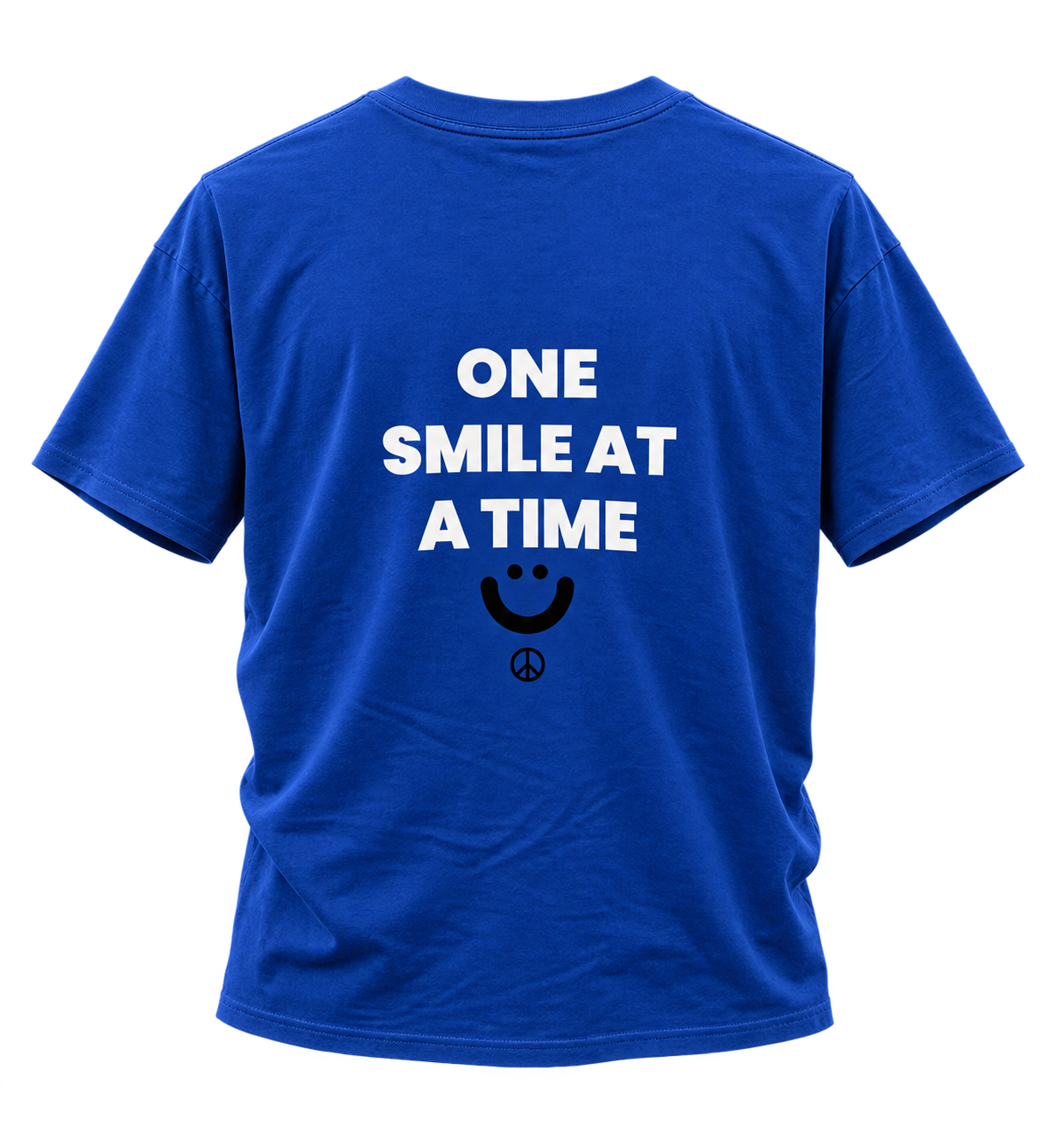 The original Awareness World shirt — back: One smile at a time.